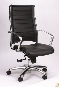 Homeroots Black Faux Leather Tufted Seat Swivel Adjustable Task Chair Leather Back Steel Frame 372384