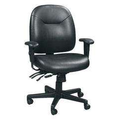 Homeroots Black Faux Leather Tufted Seat Swivel Adjustable Task Chair Leather Back Plastic Frame 372389