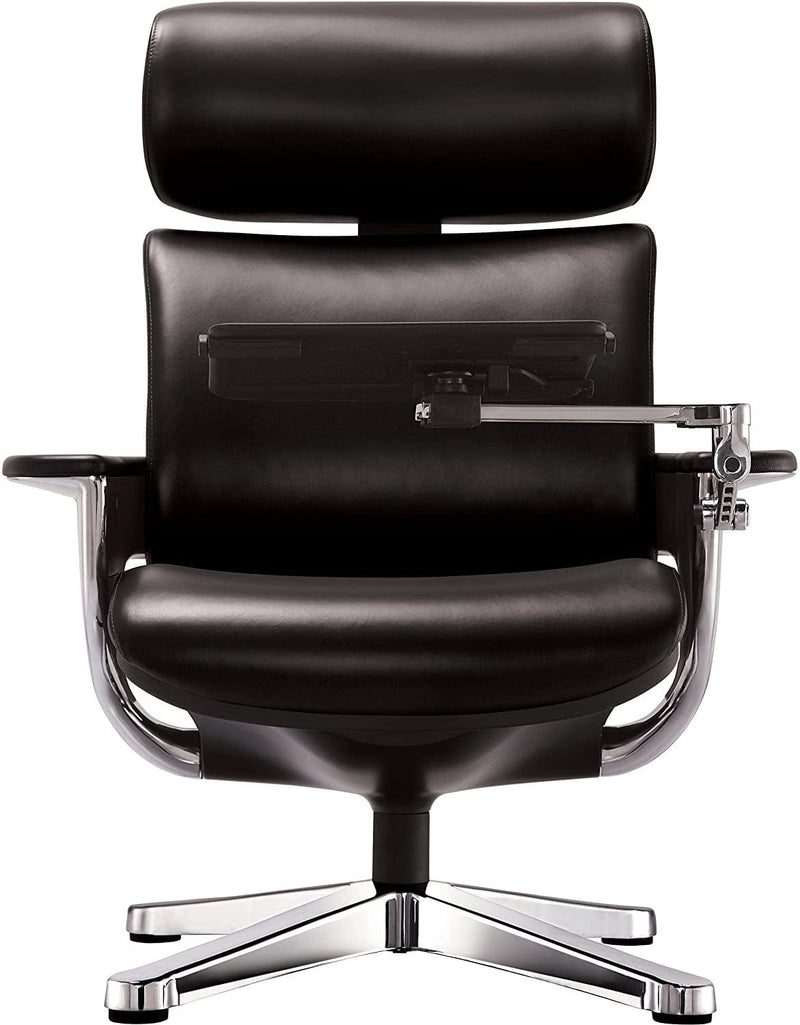 Homeroots Black Faux Leather Seat Swivel Adjustable Executive Chair Leather Back Steel Frame 372428