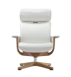 Homeroots White Faux Leather Seat Swivel Adjustable Executive Chair Leather Back 372429