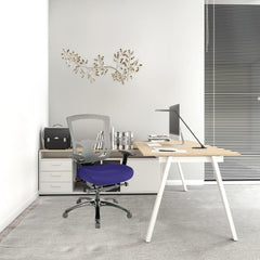 Homeroots Violet Fabric Seat Swivel Adjustable Task Chair Mesh Back Plastic Frame 372460