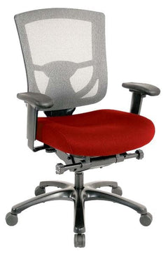 Homeroots Red Fabric Seat Swivel Adjustable Task Chair Mesh Back Plastic Frame 372462