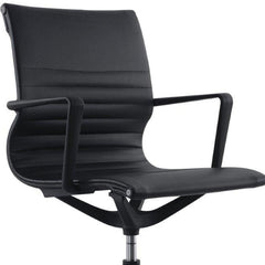 Homeroots Black Faux Leather Tufted Seat Swivel Adjustable Task Chair Leather Back Plastic Frame 372465
