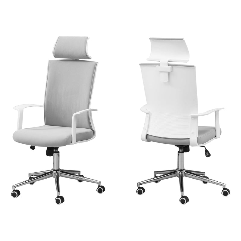 Homeroots Gray Fabric Seat Swivel Adjustable Executive Chair Fabric Back Plastic Frame 376545