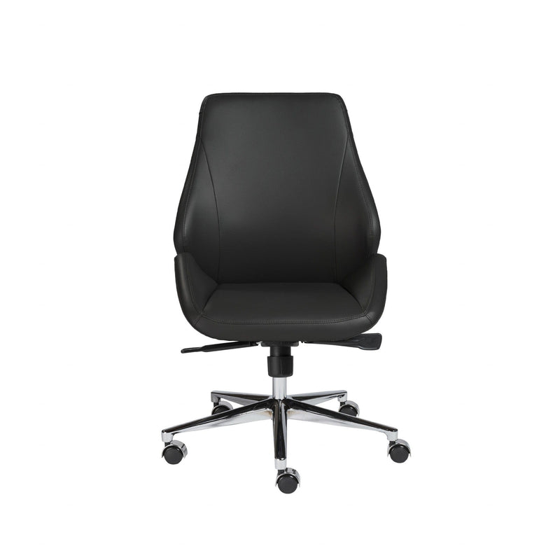Homeroots Black Faux Leather Seat Swivel Adjustable Task Chair Leather Back Steel Frame 400755