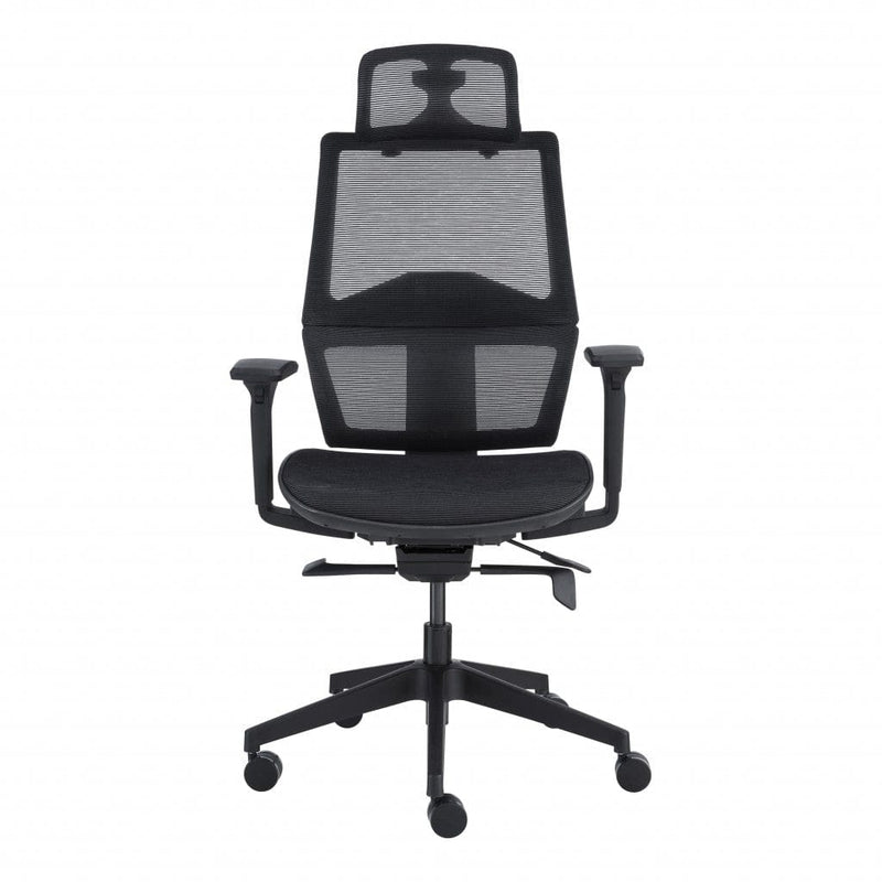 Homeroots Black Polyester Blend Seat Swivel Adjustable Task Chair Mesh Back Plastic Frame 400758