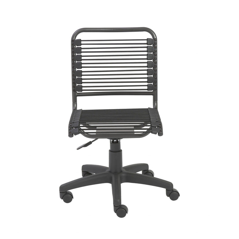 Homeroots Black Swivel Adjustable Task Chair Bungee Back Steel Frame 400762