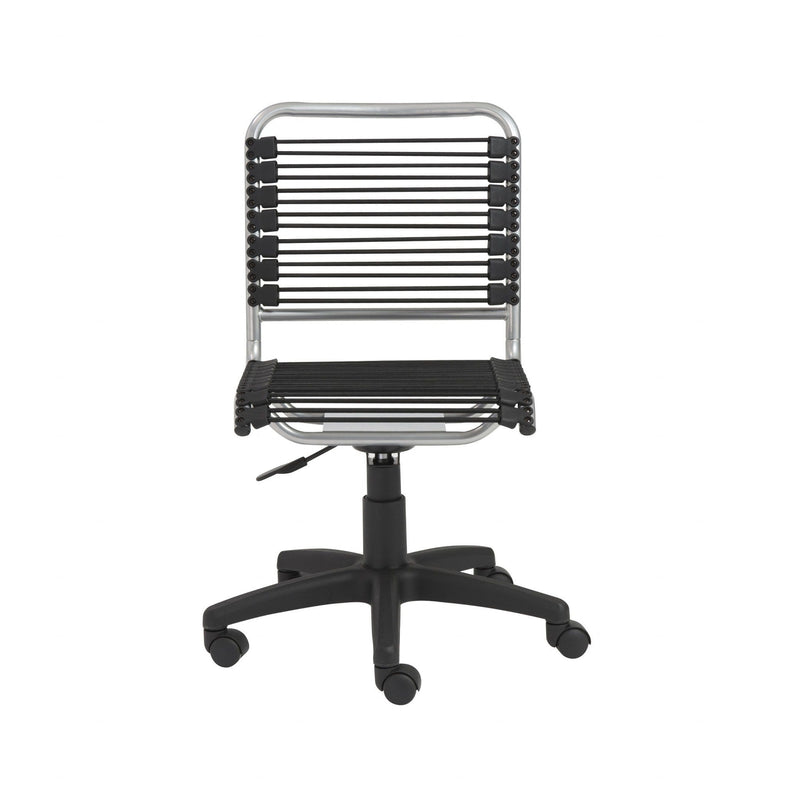 Homeroots Black Swivel Adjustable Task Chair Bungee Back Steel Frame 400763