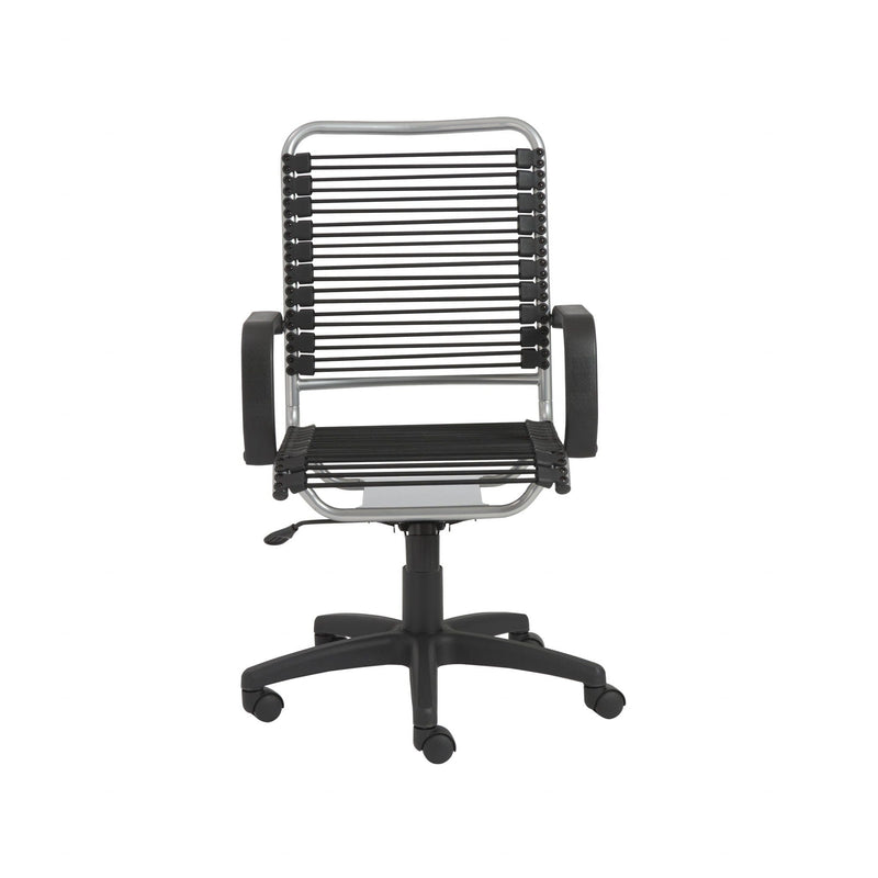 Homeroots Black Swivel Adjustable Task Chair Bungee Back Steel Frame 400767