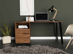 Homeroots Contempo Flair Mahogany and Black Office Desk 403818