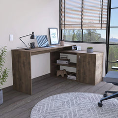 Depot E-Shop Pearl L-Shaped Desk, Single Door Cabinet, Two Shelves - My Home Office Store