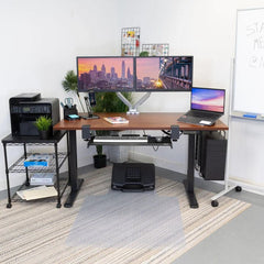 Mount It Electric Sit-Stand Black Desk Frame with Extra-Wide Brown Tabletop MI-18065 - My Home Office Store