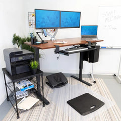 Mount It Electric Sit-Stand Black Desk Frame with Extra-Wide Brown Tabletop MI-18065 - My Home Office Store