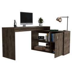 Depot E-Shop Pearl L-Shaped Desk, Single Door Cabinet, Two Shelves - My Home Office Store