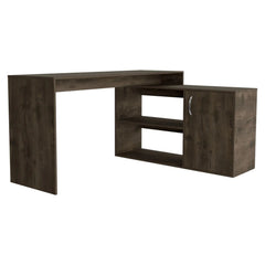 Depot E-Shop Pearl L-Shaped Desk, Single Door Cabinet, Two Shelves - My Home Office Store