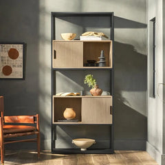 Walker Edison Tall Bookcase with Closed and Open Storage REEH8GCO