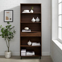 Walker Edison Modern 5-Shelf Bookcase with Drawer