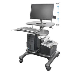 Kantek Mobile Height Adjustable Computer Workstations - with LCD Monitor Mount Pole STS240 - My Home Office Store