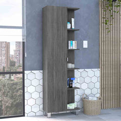 Depot E-Shop Venus Linen Single Door Cabinet, Five External Shelves, Four Interior Shelves - My Home Office Store