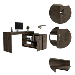 Depot E-Shop Pearl L-Shaped Desk, Single Door Cabinet, Two Shelves - My Home Office Store