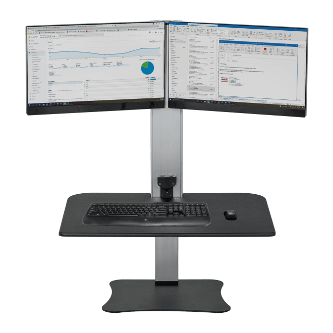Victor High Rise Electric Dual Monitor Sit Stand Desk Converter DC450 - My Home Office Store