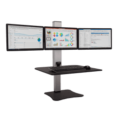 Victor High Rise Electric Triple Monitor Sit Stand Desk Converter DC475 - My Home Office Store